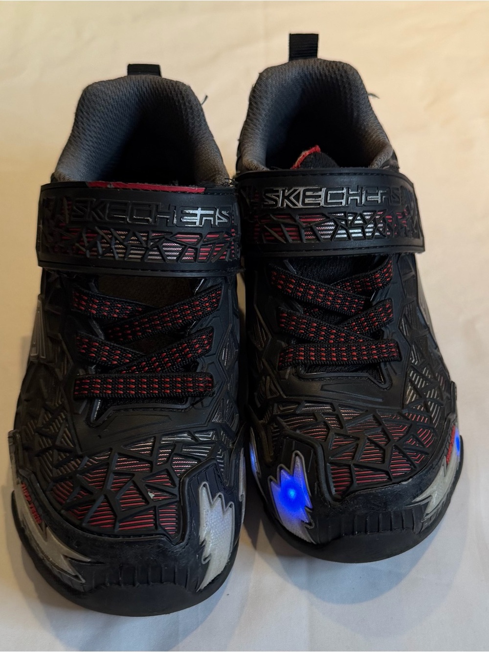 Skechers Kids Black and Red Light-Up Sneakers